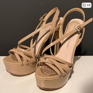 Chinese Laundry Beige Strappy Platform Heels